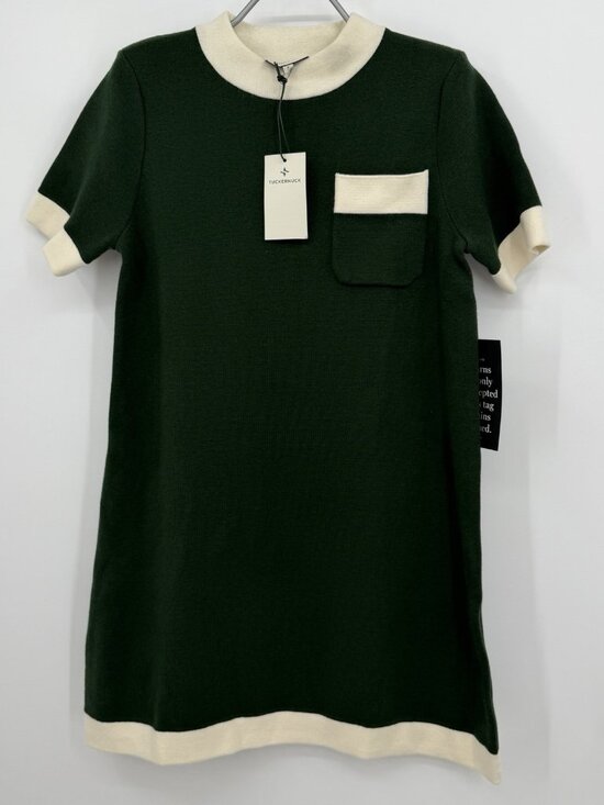 Tuckernuck Dresses & Skirts - Tuckernuck Women's Merritt Knit Dress Mini Shift Green/Cream Pocket size S Small